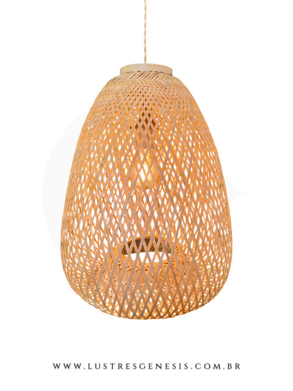 Luminária pendente de madeira Hiva feita de fibra de bambu, ideal para mesas, balcão de cozinha, área gourmet e sítios